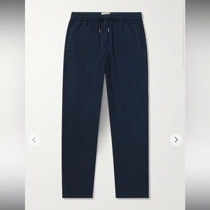 FOLK Straight-Leg Garment-Dyed Cotton-Twill Drawstring Trousers Navy Blue